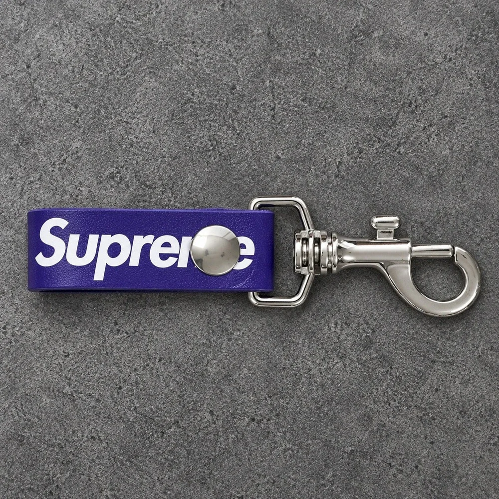 Supreme Leather Key Loop Purple Keychain Swivel Clip Box Logo Accessory OS EXCL